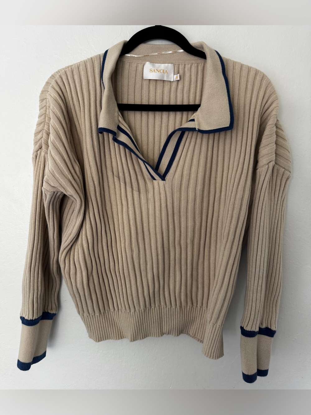 Sancia The Atalie Knit Top in Oatmeal Cobalt